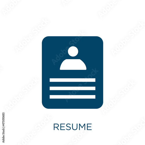 resume vector icon. business filled flat symbol for mobile concept and web design. Black search glyph icon. Isolated sign, logo illustration. Vector graphics.