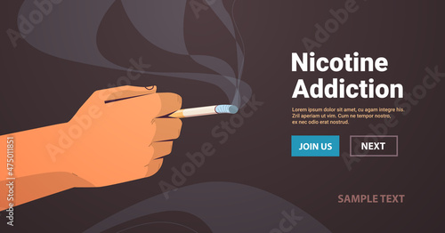 human hand smoking cigarette bad habits unhealthy lifestyle nicotine addiction concept