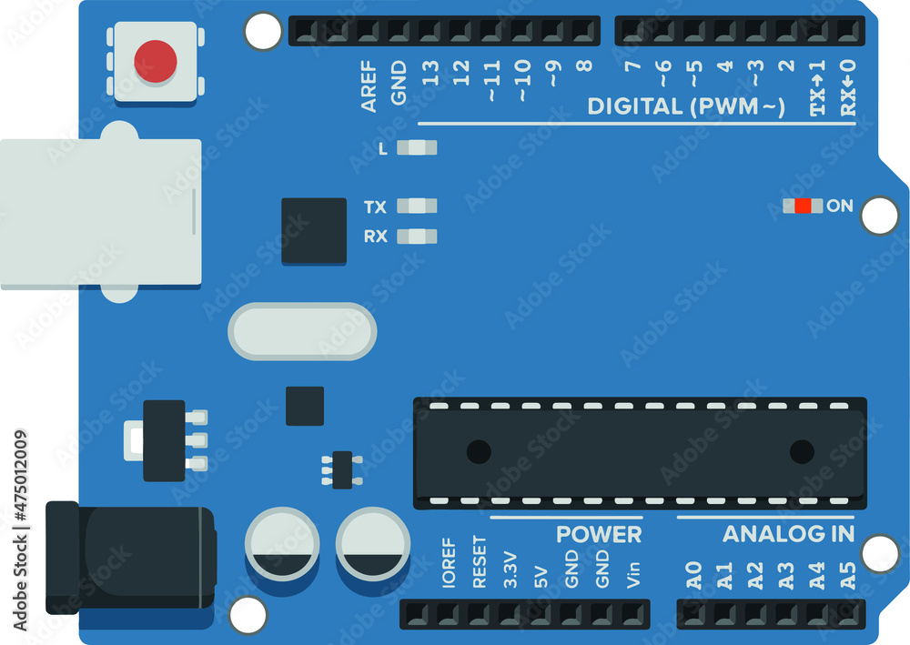 Arduino UNO board. Code for education. Arduino UNO R3 microcontrollers