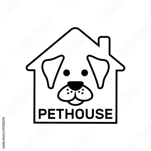 pet house line logotype icon with dog head vector illustration