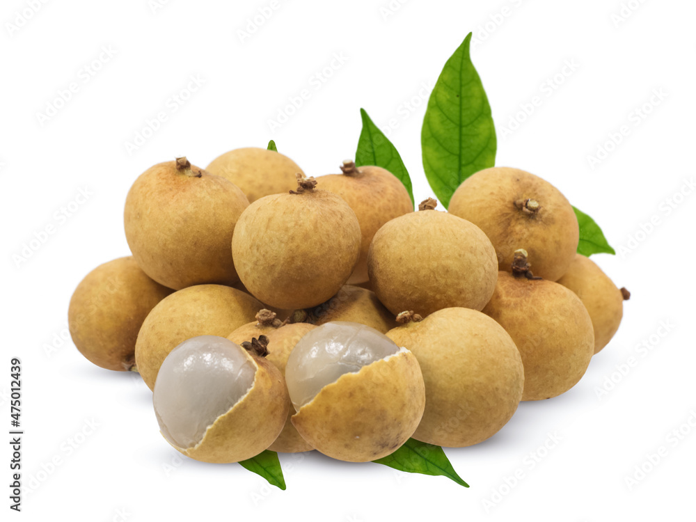 Longan with leaf isolated on white background Longan with leaf isolated on white background