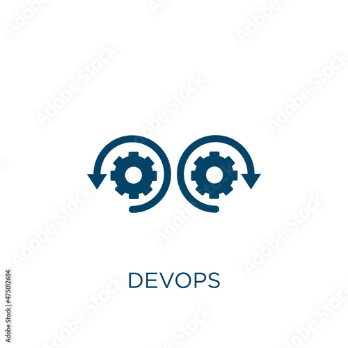 devops vector icon. development filled flat symbol for mobile concept and web design. Black communication glyph icon. Isolated sign, logo illustration. Vector graphics.