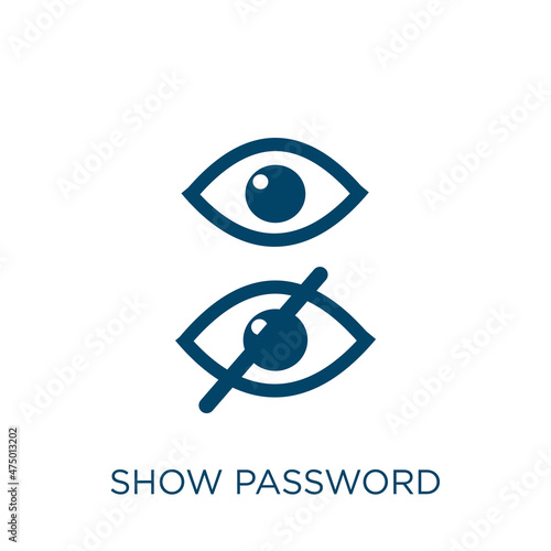 show password vector icon. password filled flat symbol for mobile concept and web design. Black show glyph icon. Isolated sign, logo illustration. Vector graphics.
