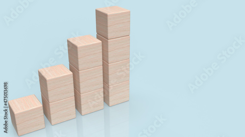 The wood cube chart on blue background for business concept 3d rendering