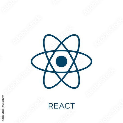 react vector icon. minimal filled flat symbol for mobile concept and web design. Black premium glyph icon. Isolated sign, logo illustration. Vector graphics.