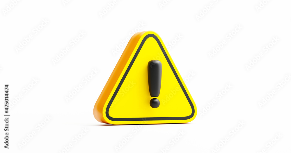 Yellow triangle warning sign symbol danger caution risk traffic icon background 3D rendering Yellow triangle warning sign symbol danger caution risk traffic icon background 3D rendering