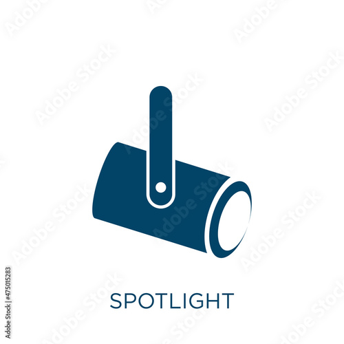 spotlight vector icon. light filled flat symbol for mobile concept and web design. Black lamp glyph icon. Isolated sign, logo illustration. Vector graphics.