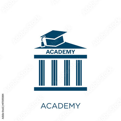 academy vector icon. education filled flat symbol for mobile concept and web design. Black school glyph icon. Isolated sign, logo illustration. Vector graphics.