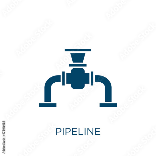 pipeline vector icon. pipe filled flat symbol for mobile concept and web design. Black water glyph icon. Isolated sign, logo illustration. Vector graphics.