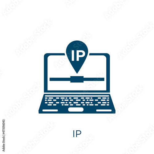 ip vector icon. technology filled flat symbol for mobile concept and web design. Black system glyph icon. Isolated sign, logo illustration. Vector graphics.