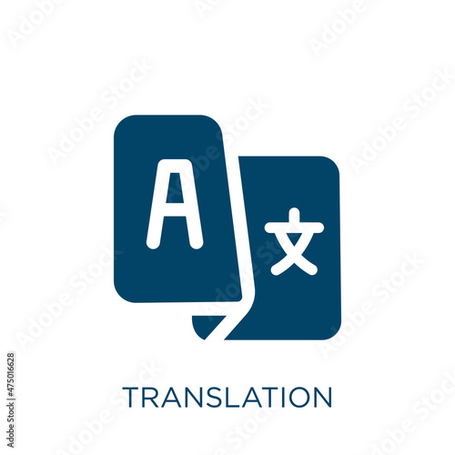 translation vector icon. bubble filled flat symbol for mobile concept and web design. Black education glyph icon. Isolated sign, logo illustration. Vector graphics.