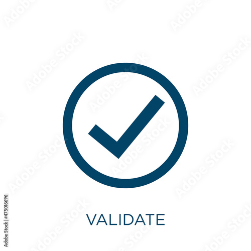 validate vector icon. validation filled flat symbol for mobile concept and web design. Black ok glyph icon. Isolated sign, logo illustration. Vector graphics.