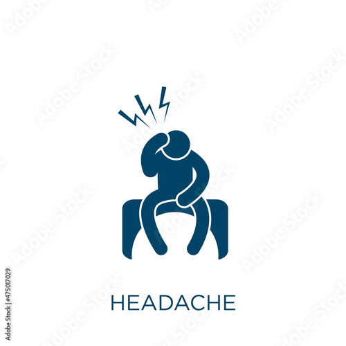 headache vector icon. illness filled flat symbol for mobile concept and web design. Black health glyph icon. Isolated sign, logo illustration. Vector graphics.