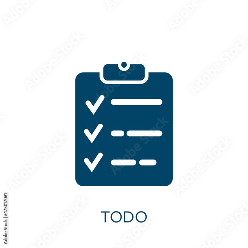 todo vector icon. note filled flat symbol for mobile concept and web design. Black list glyph icon. Isolated sign, logo illustration. Vector graphics.