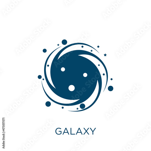 galaxy vector icon. space filled flat symbol for mobile concept and web design. Black cosmos glyph icon. Isolated sign, logo illustration. Vector graphics.