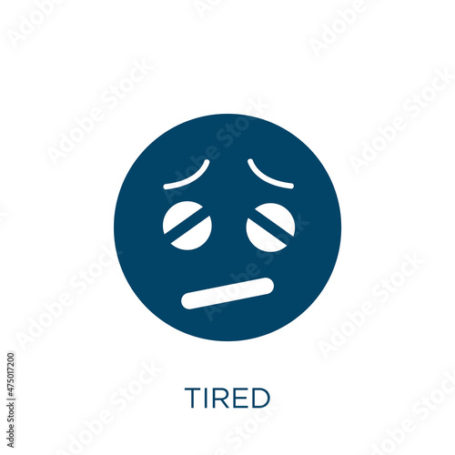 tired vector icon. cartoon filled flat symbol for mobile concept and web design. Black business glyph icon. Isolated sign, logo illustration. Vector graphics.