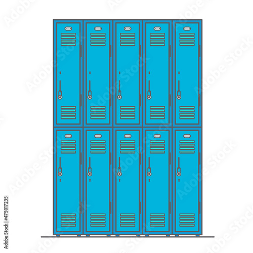 School blue locker vector icon. Changing room sign.