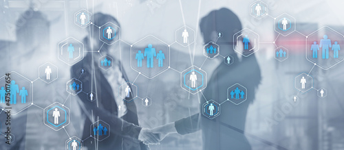 Human Resources Recruitment People Concept. Modern double exposure interface