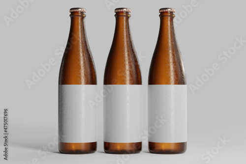 Cold Beer Bottle with Blank Label