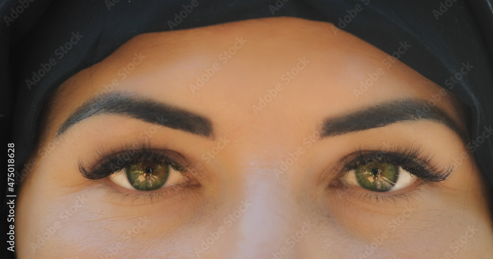 Muslim woman's eyes, closeup. Beautiful, close up, muslim woman eyes