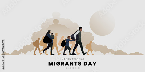 Valokuva International Migrants Day, migration concept illustration, vector illustration