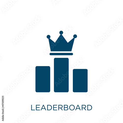 leaderboard vector icon. trophy filled flat symbol for mobile concept and web design. Black achievement glyph icon. Isolated sign, logo illustration. Vector graphics. photo