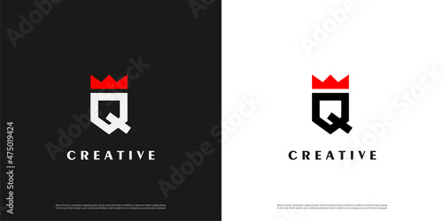 Letter Q with crown logo icon abstract design template elements