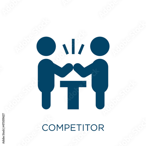 competitor vector icon. competition filled flat symbol for mobile concept and web design. Black man glyph icon. Isolated sign, logo illustration. Vector graphics.