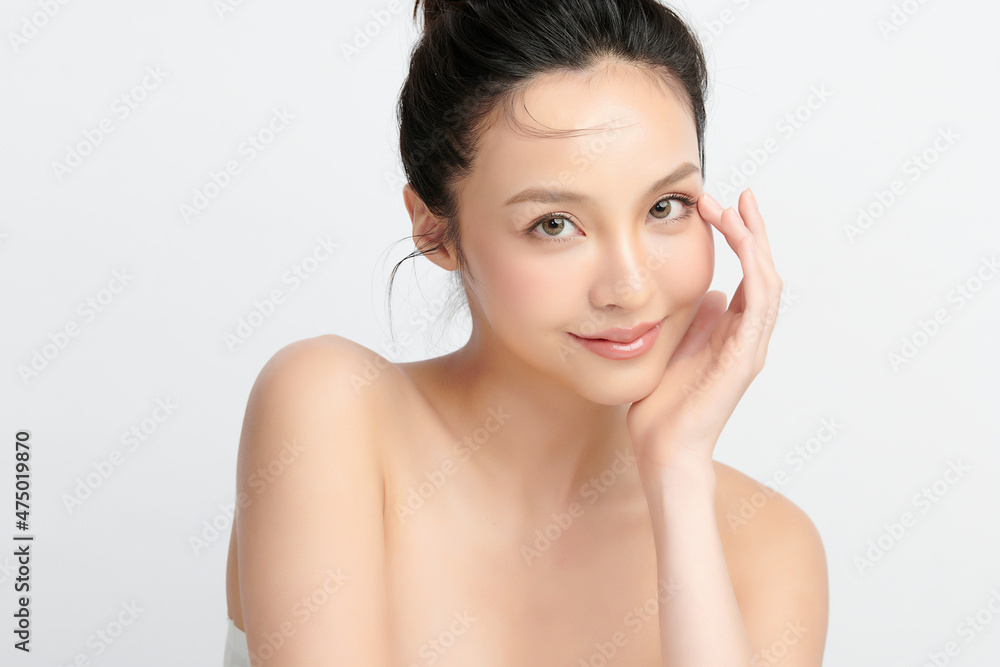 Beautiful young asian woman with clean fresh skin on white background, Face care, Facial treatment, Cosmetology, beauty and spa, Asian women portrait. Beautiful young asian woman with clean fresh skin on white background, Face care, Facial treatment, Cosmetology, beauty and spa, Asian women portrait.