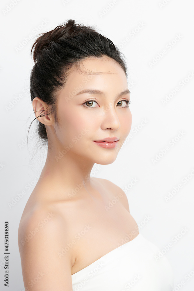 Beautiful young asian woman with clean fresh skin on white background, Face care, Facial treatment, Cosmetology, beauty and spa, Asian women portrait. Beautiful young asian woman with clean fresh skin on white background, Face care, Facial treatment, Cosmetology, beauty and spa, Asian women portrait.