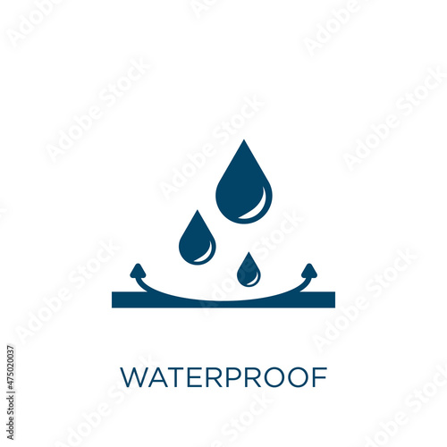 waterproof vector icon. water filled flat symbol for mobile concept and web design. Black protection glyph icon. Isolated sign, logo illustration. Vector graphics.