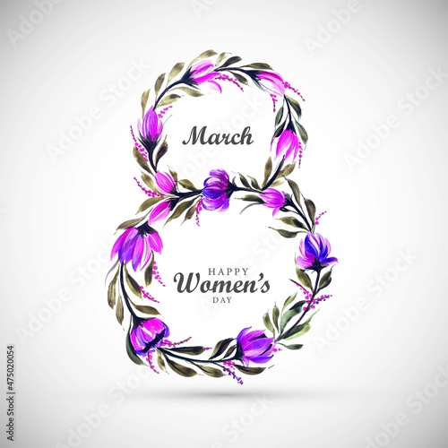 Women day background with frame flowers 8 march card design