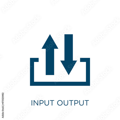 input output vector icon. output filled flat symbol for mobile concept and web design. Black input glyph icon. Isolated sign, logo illustration. Vector graphics.