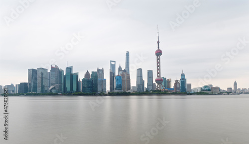 Cityscape of Shanghai at daytime. Panoramic view of Pudong s skyline from the Bund. Located in Waitan. One of the most famous tourist destinations in Shanghai.