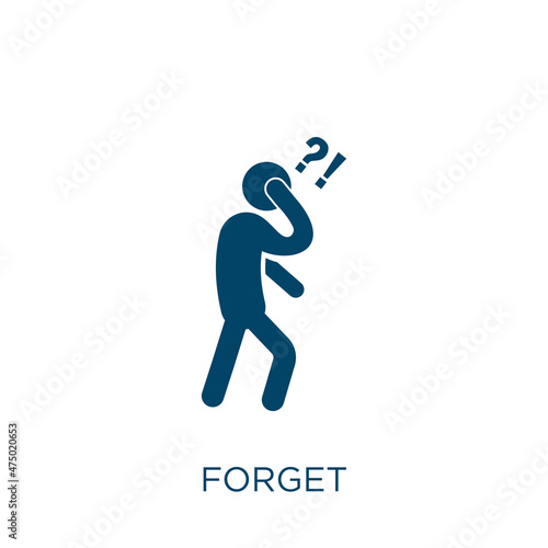 forget vector icon. memory filled flat symbol for mobile concept and web design. Black remember glyph icon. Isolated sign, logo illustration. Vector graphics.