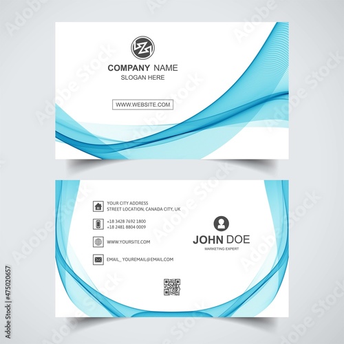 Elegant business card creative wave template design photo
