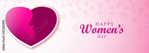 Happy Women's Day with heart celebration card banner