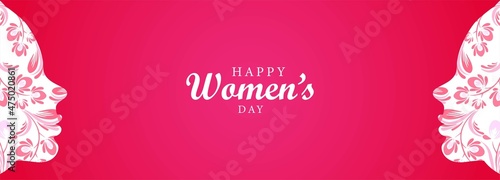 Happy Women's Day women face greeting card banner design