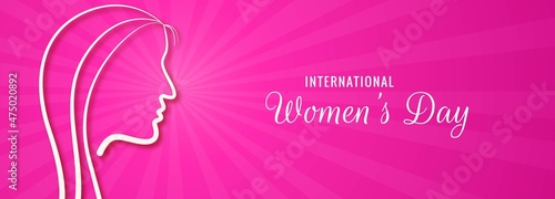 Happy Women's Day women face greeting card banner design