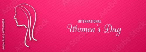 Happy Women's Day women face greeting card banner design
