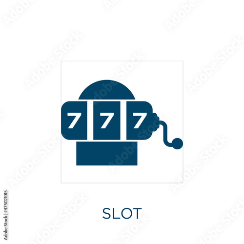 slot vector icon. game filled flat symbol for mobile concept and web design. Black gambling glyph icon. Isolated sign, logo illustration. Vector graphics.