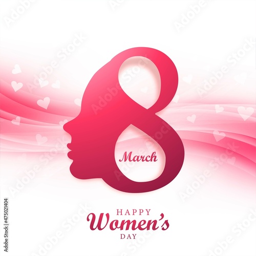 Face of lady in Happy Women's Day concept card background