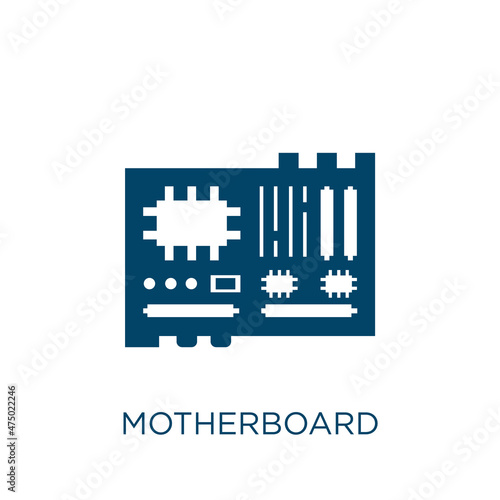 motherboard vector icon. hardware filled flat symbol for mobile concept and web design. Black processor glyph icon. Isolated sign, logo illustration. Vector graphics.