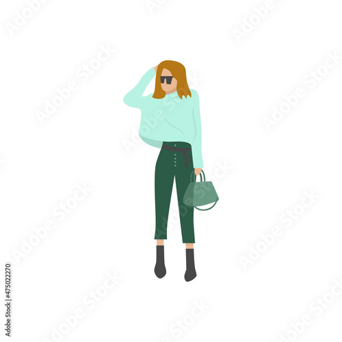 Girl model on a white background.
