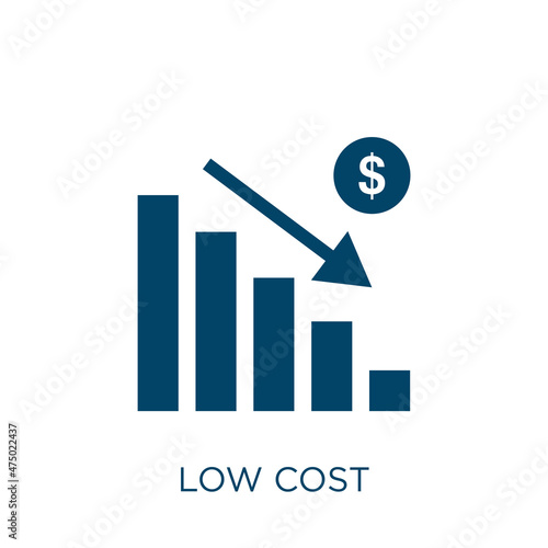 low cost vector icon. arrow filled flat symbol for mobile concept and web design. Black low glyph icon. Isolated sign, logo illustration. Vector graphics.
