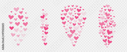 Stream of flying hearts. Like elements for social media live translation. Vector illustration.