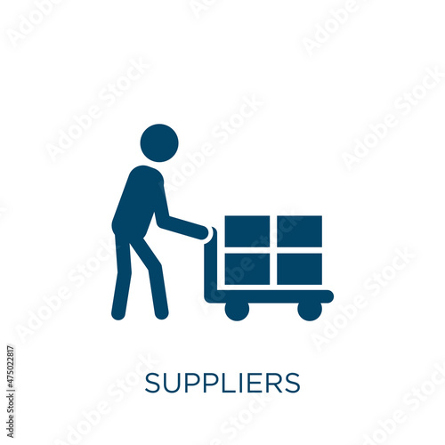 suppliers vector icon. supplier filled flat symbol for mobile concept and web design. Black business glyph icon. Isolated sign, logo illustration. Vector graphics.