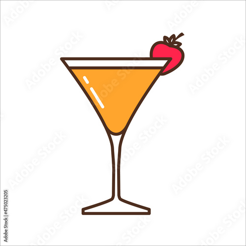 Vector icon of cocktail glass. Vector illustration.