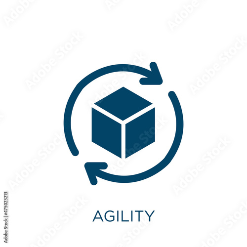 agility vector icon. development filled flat symbol for mobile concept and web design. Black process glyph icon. Isolated sign, logo illustration. Vector graphics.