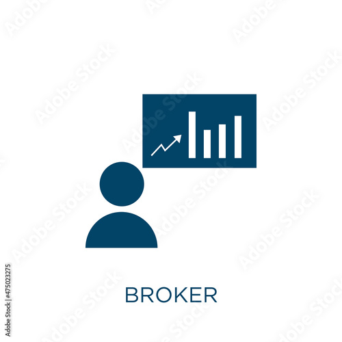 broker vector icon. agent filled flat symbol for mobile concept and web design. Black business glyph icon. Isolated sign, logo illustration. Vector graphics.